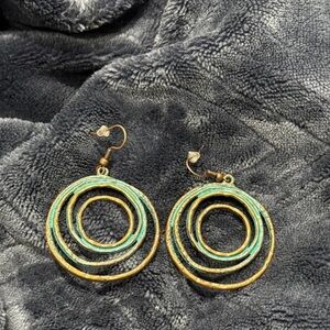 LuLaRoe Gold and Green Circle Earrings